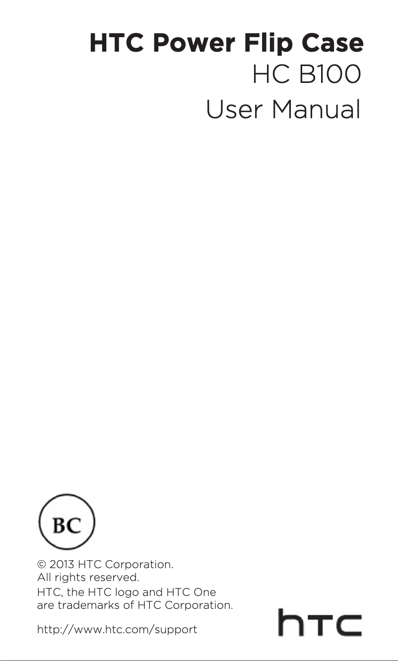Page n°1 - Manuel utilisateur HTC Power Flip Case HC B100