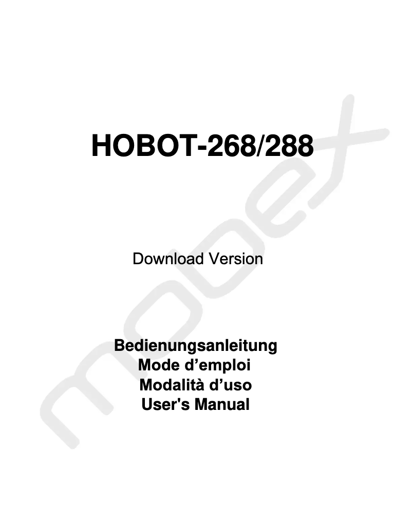 Page n°1 - Manuel utilisateur Hobot 288