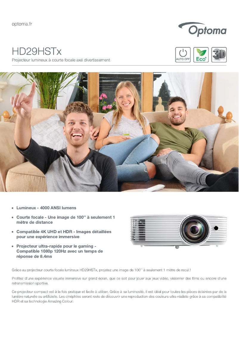 Page n°1 - Fiche technique Optoma HD29HSTx