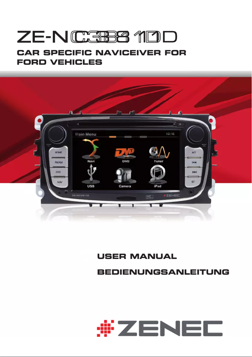 Page n°1 - Manuel utilisateur Zenec ZE-NC3811D (Ford)