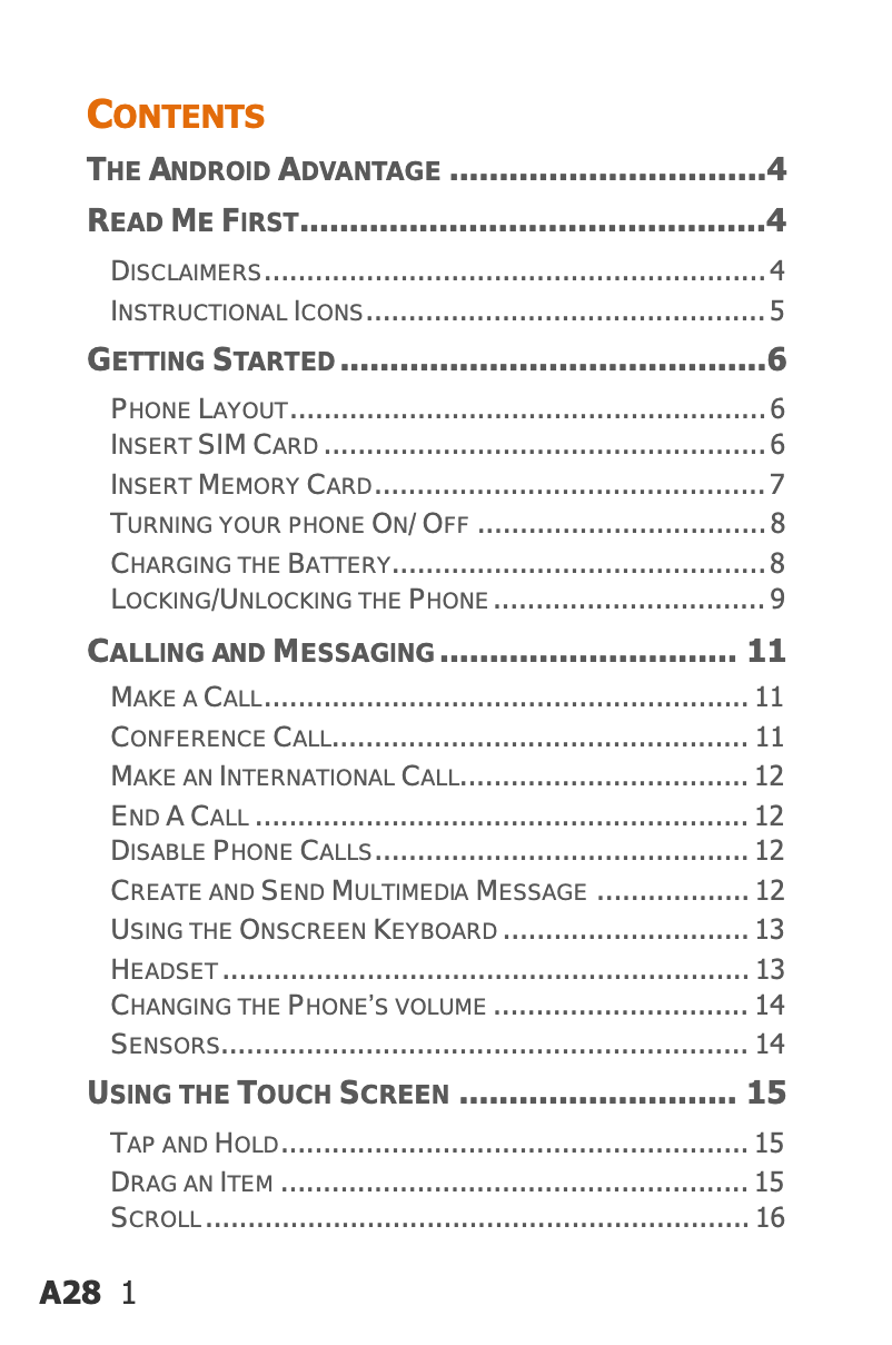 Page 1 de la notice Manuel utilisateur Micromax Bolt A28