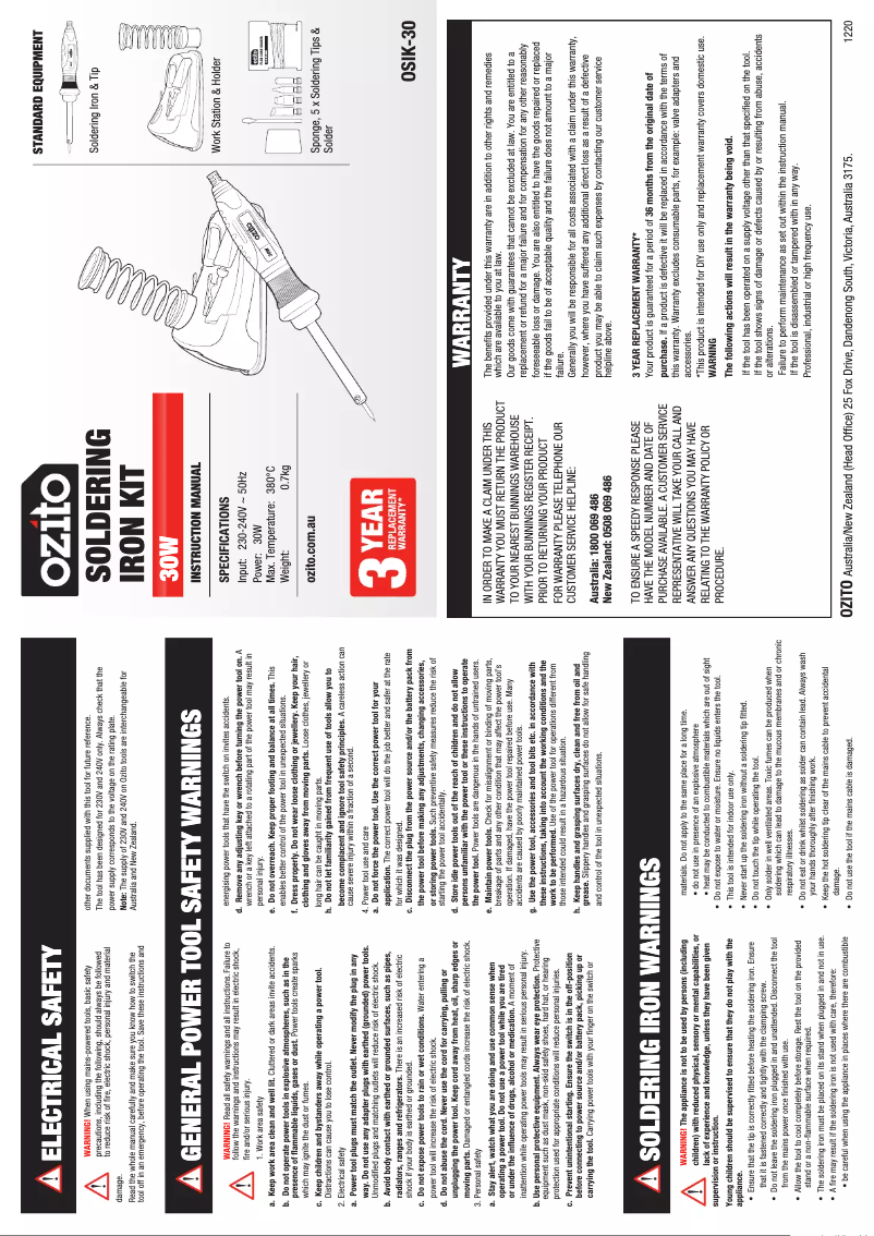 Image de la première page du manuel de l'appareil OSIK-30