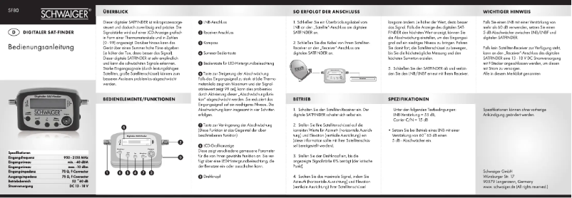 Page 1 de la notice Manuel utilisateur Schwaiger SF80