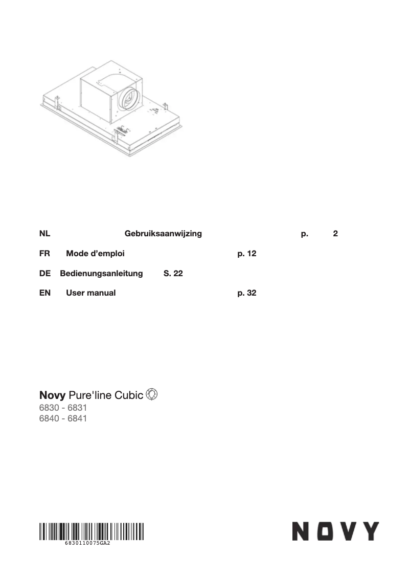 Page 1 de la notice Manuel utilisateur Novy Pure'line 6840