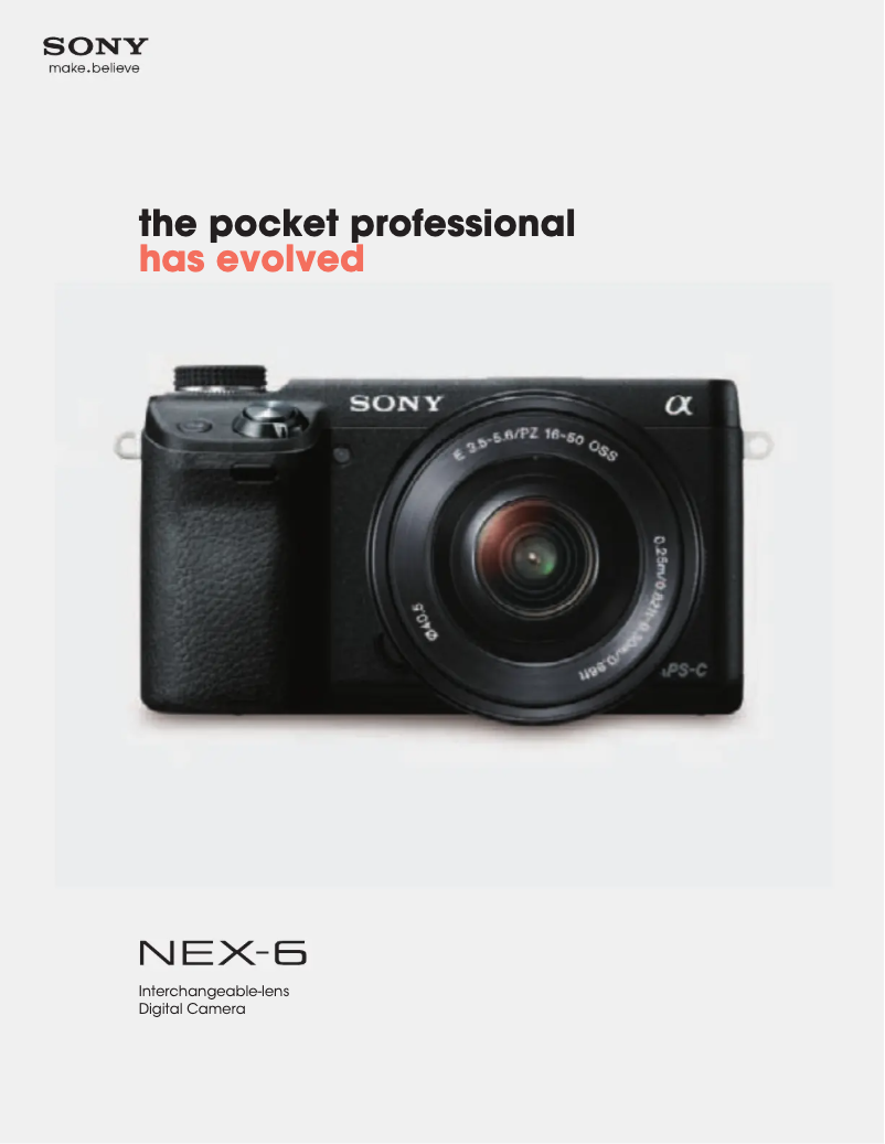 Image de la première page du manuel de l'appareil Alpha NEX-6