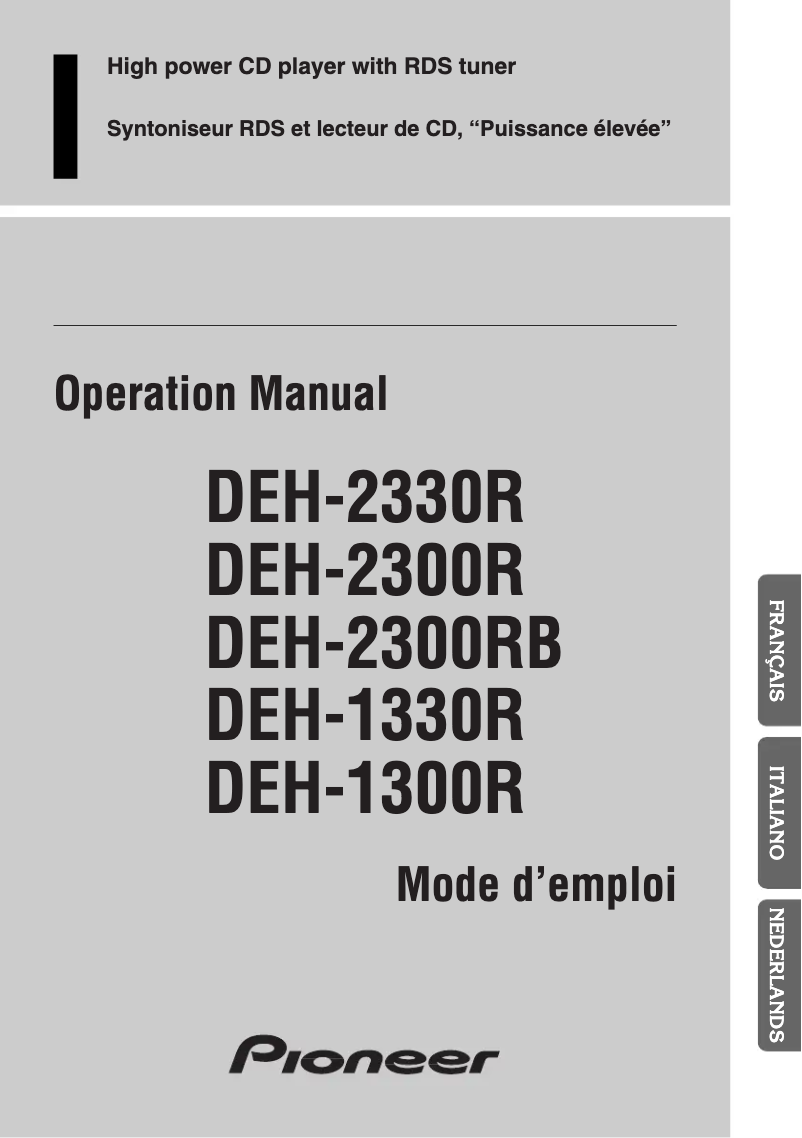 Page n°1 - Manuel utilisateur Pioneer DEH-1330R