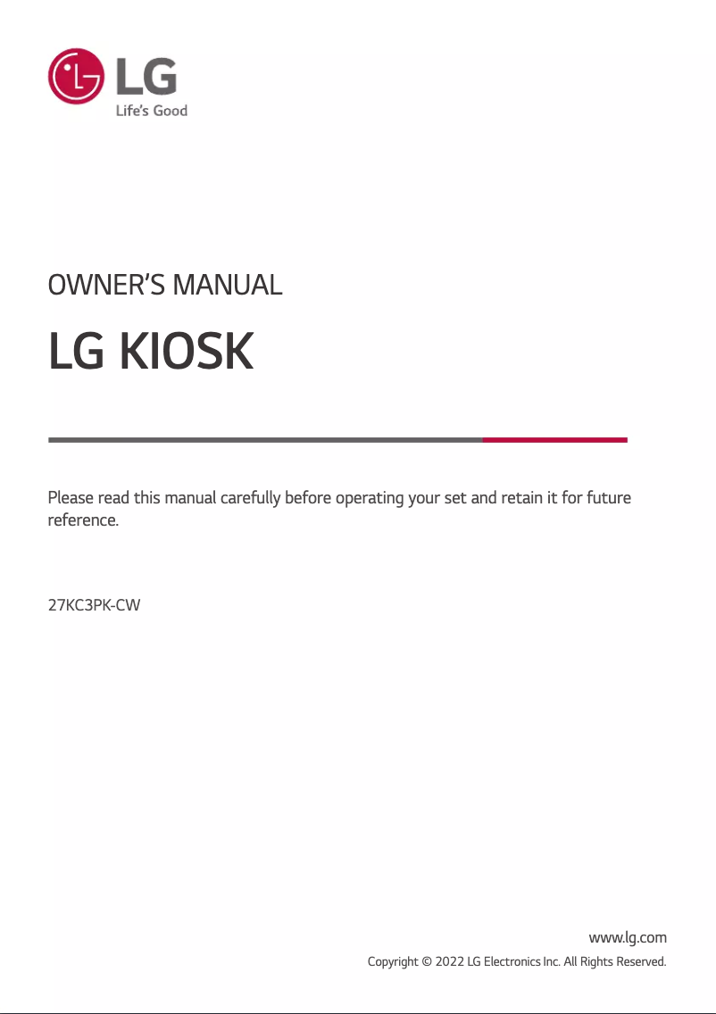 Page 1 de la notice Manuel utilisateur LG 27KC3PK-CW