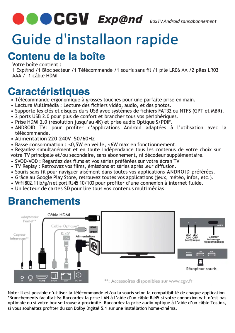 Page 1 de la notice Manuel utilisateur CGV Exp@nd