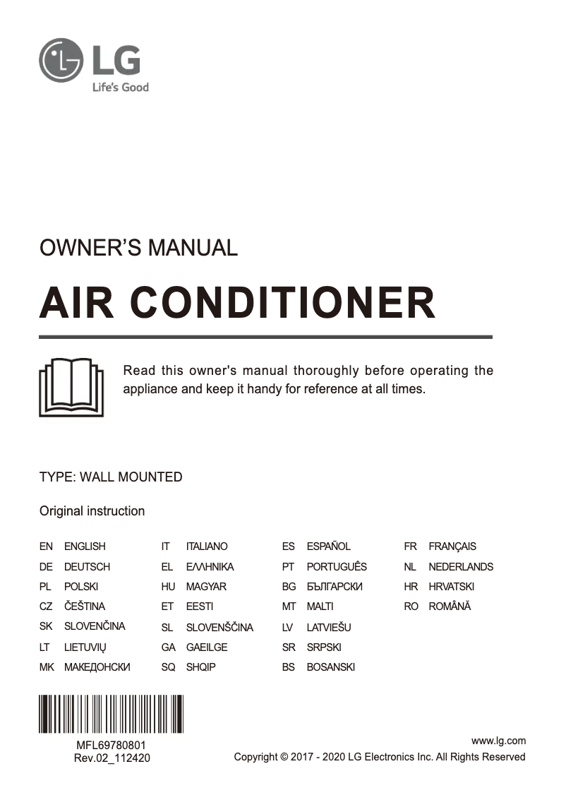 Page 1 de la notice Manuel utilisateur LG AM09BP