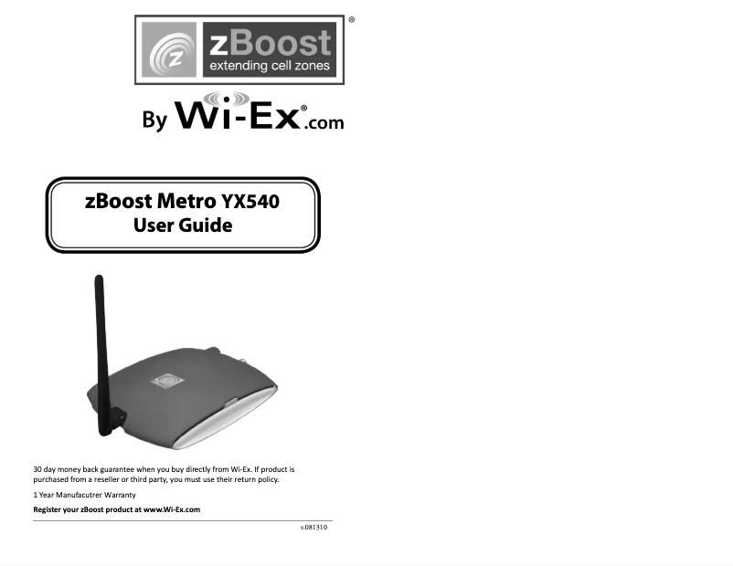 Página 1 del manual Manual de usuario zBoost Metro YX540