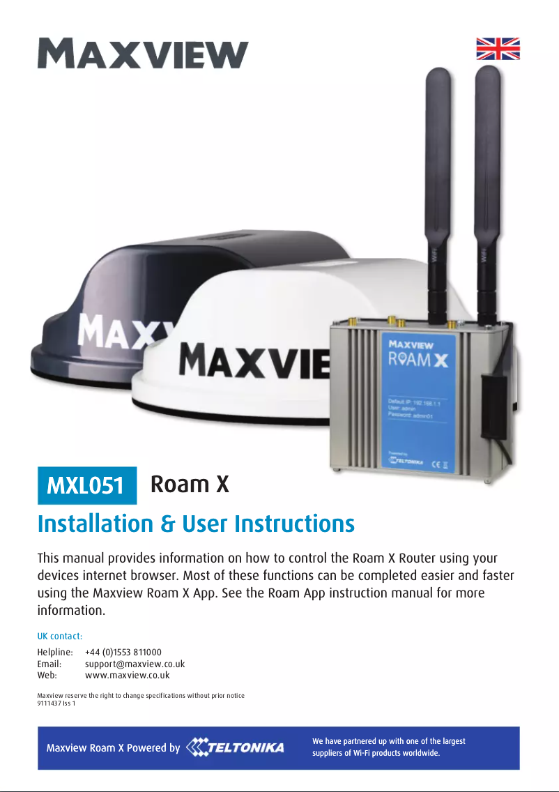 Page n°1 - Manuel utilisateur Maxview Roam X MXL051
