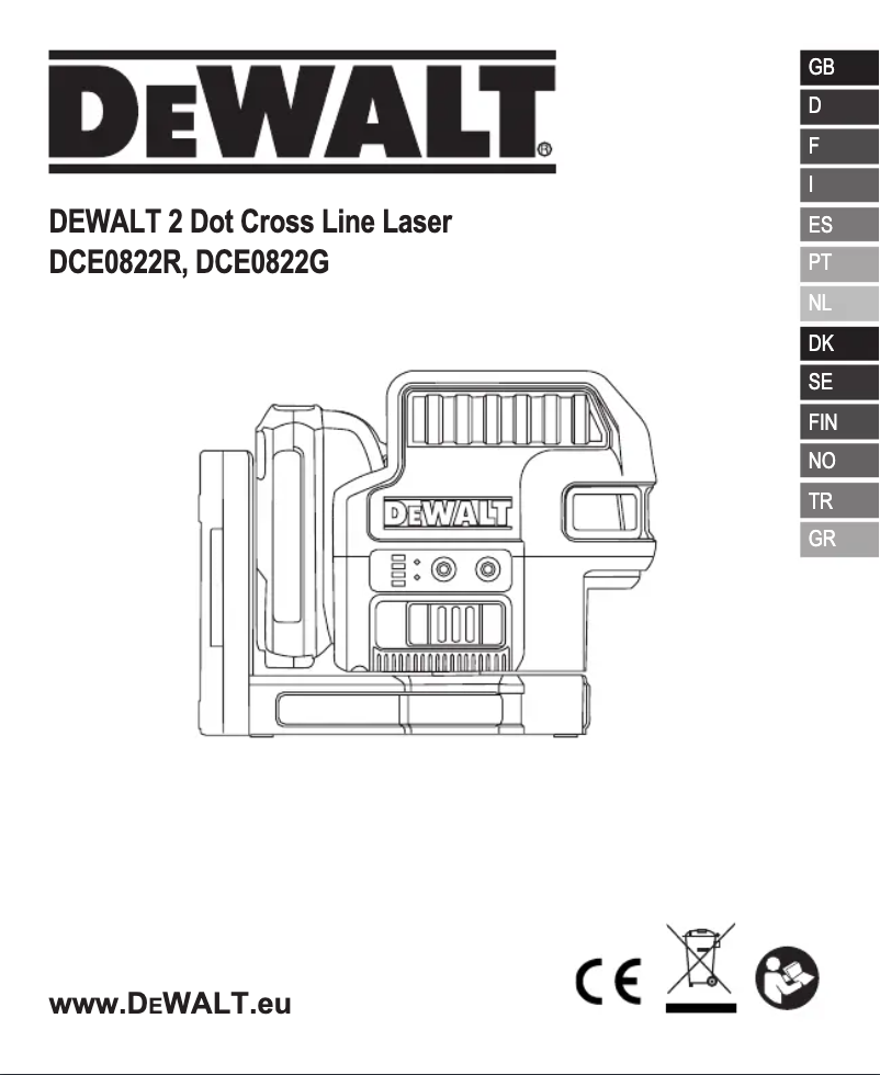 Page n°1 - Manuel utilisateur DeWalt DCE0822R