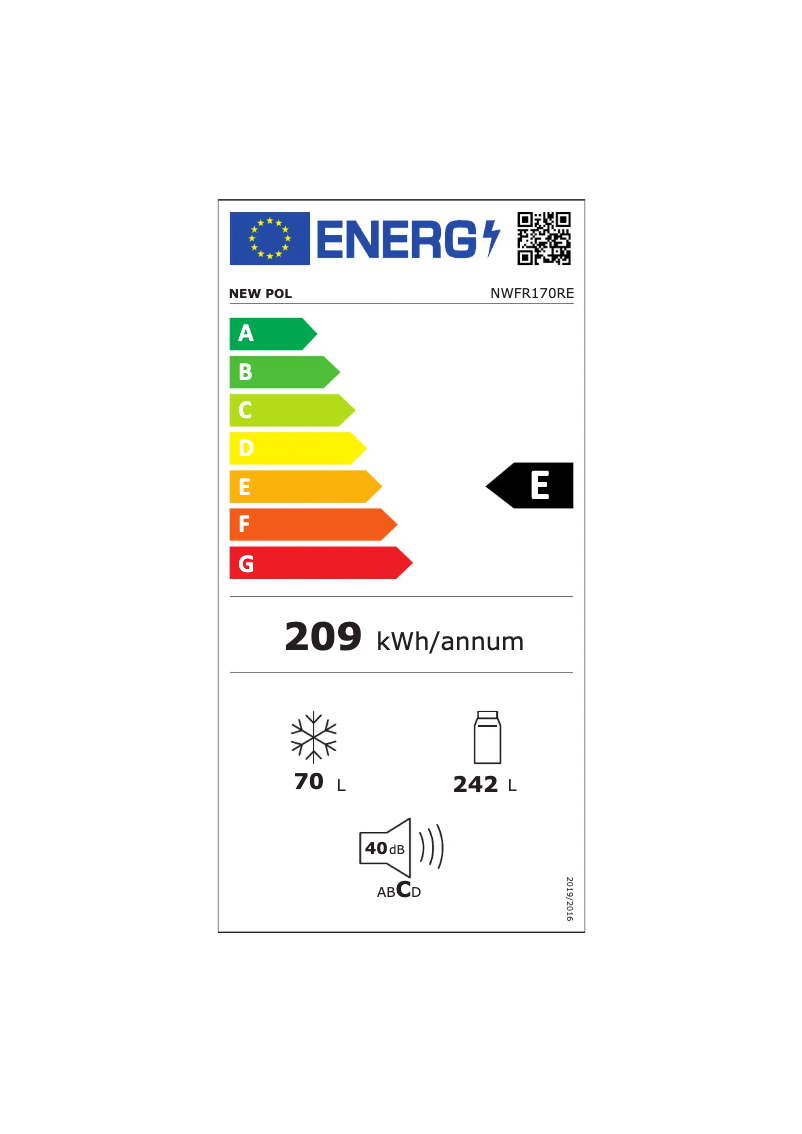 Page n°1 - Label énergétique New Pol NWFR170RE