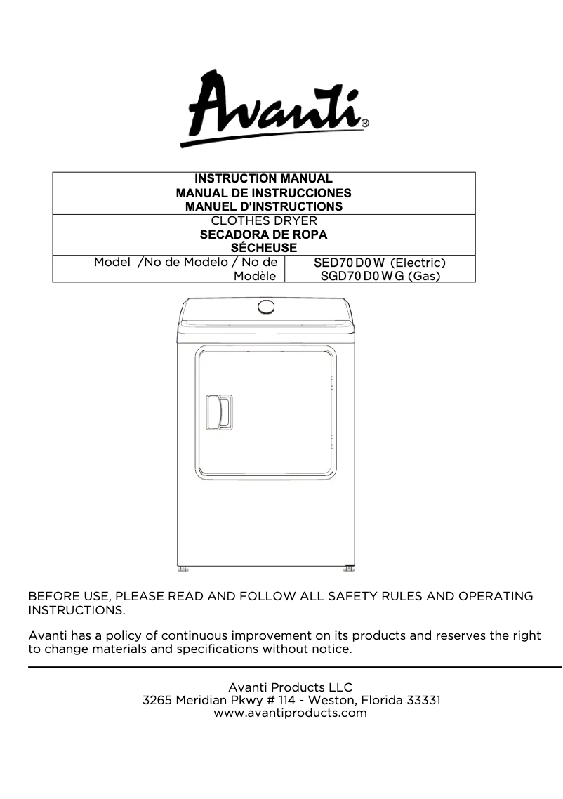 Imagen de la primera página del manual del dispositivo SGD70D0WG