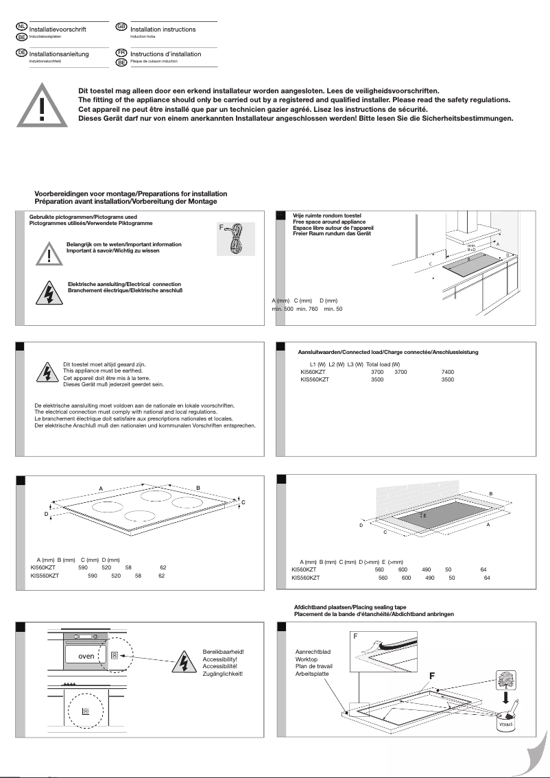 Page n°1 - Guide d'installation Etna KIS560KZT