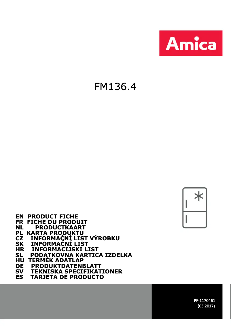 Page 1 of the manual Technical Sheet Amica FM136.4