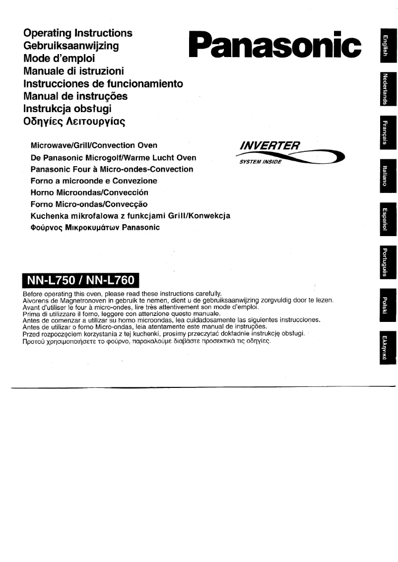 Page 1 de la notice Manuel utilisateur Panasonic NN-L750