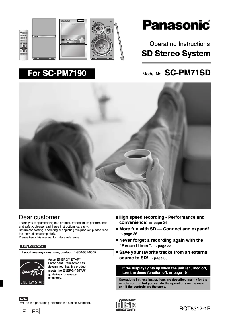 Page n°1 - Manuel utilisateur Panasonic SC-PM71