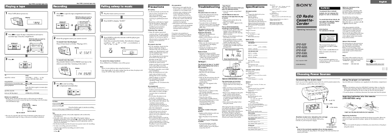 Página 1 del manual Manual de usuario Sony CFD-S32
