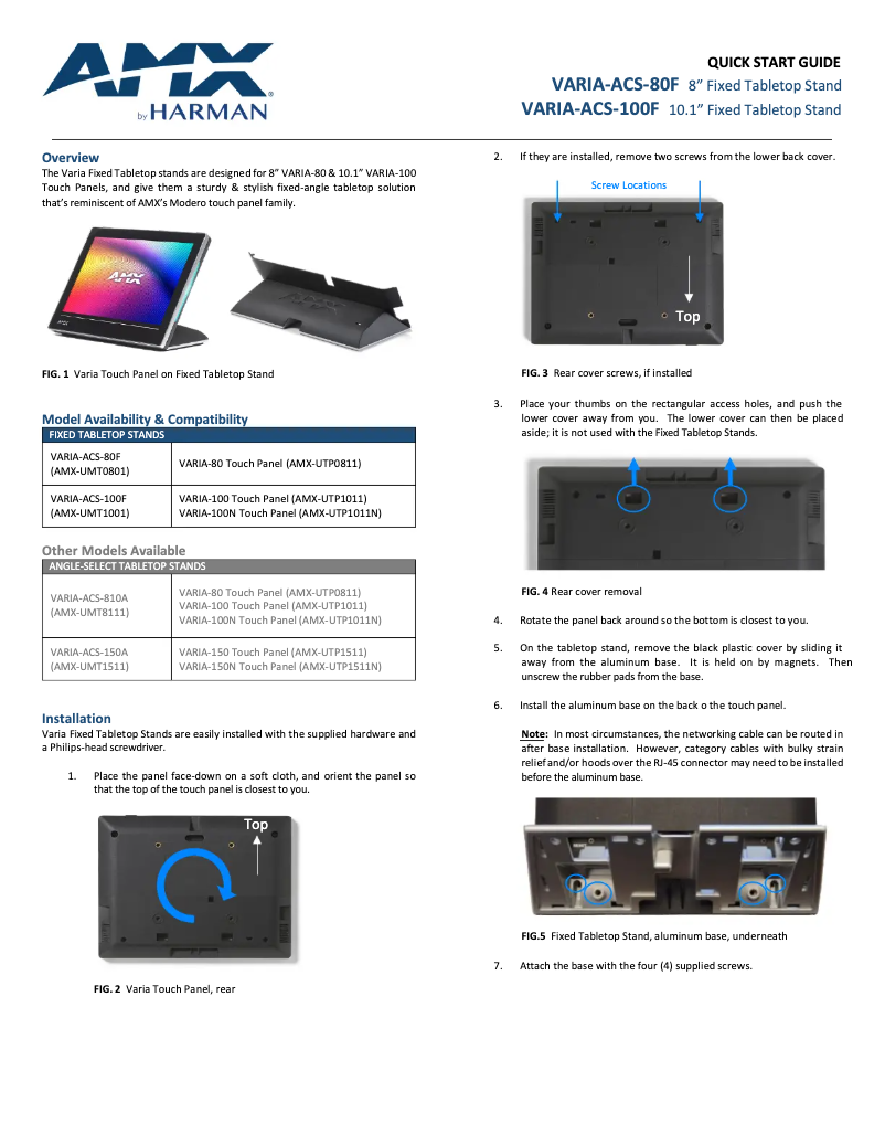 Page 1 de la notice Manuel utilisateur AMX VARIA-ACS-100F