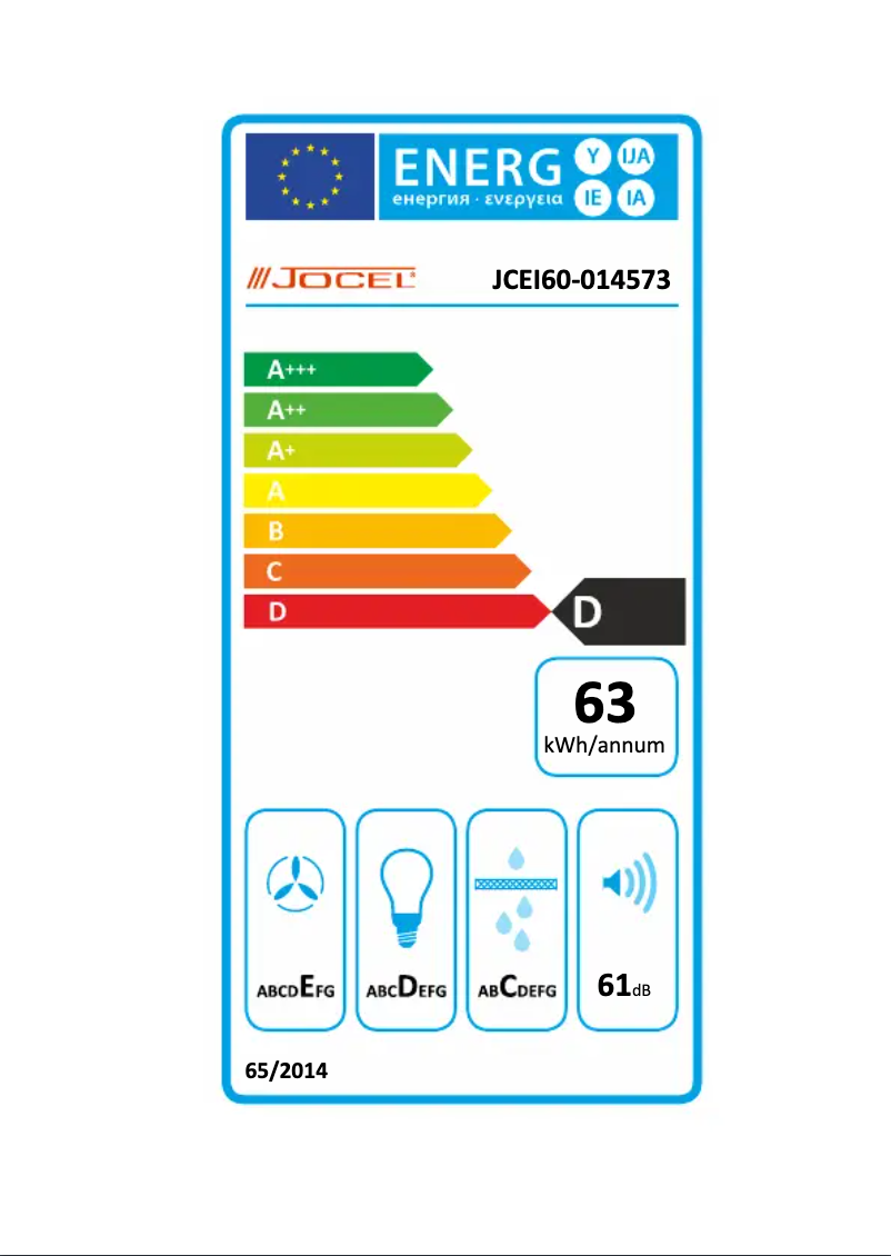 Página 1 del manual Etiqueta energética Jocel JCEI60-014573
