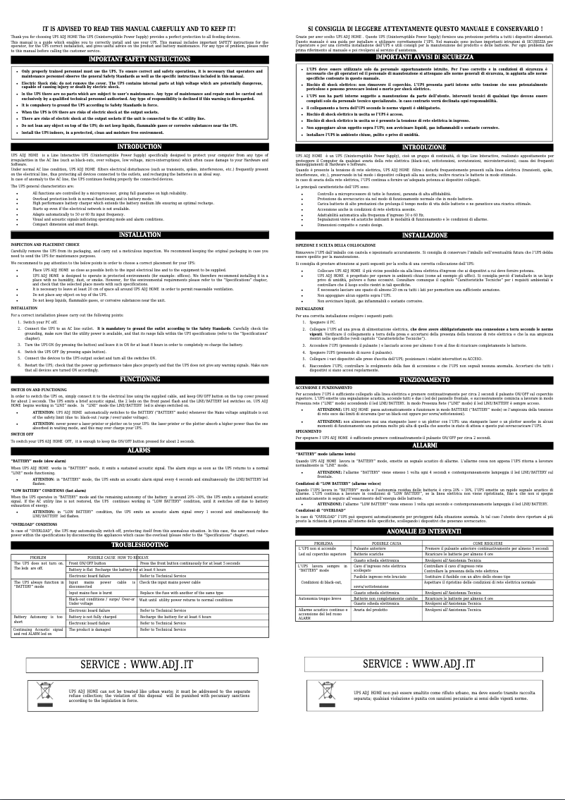 Page 1 de la notice Manuel utilisateur Adj 650-00722