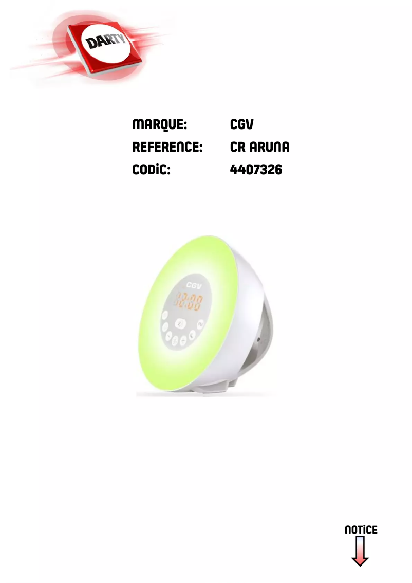 Page n°1 - Manuel utilisateur CGV CR Aruna