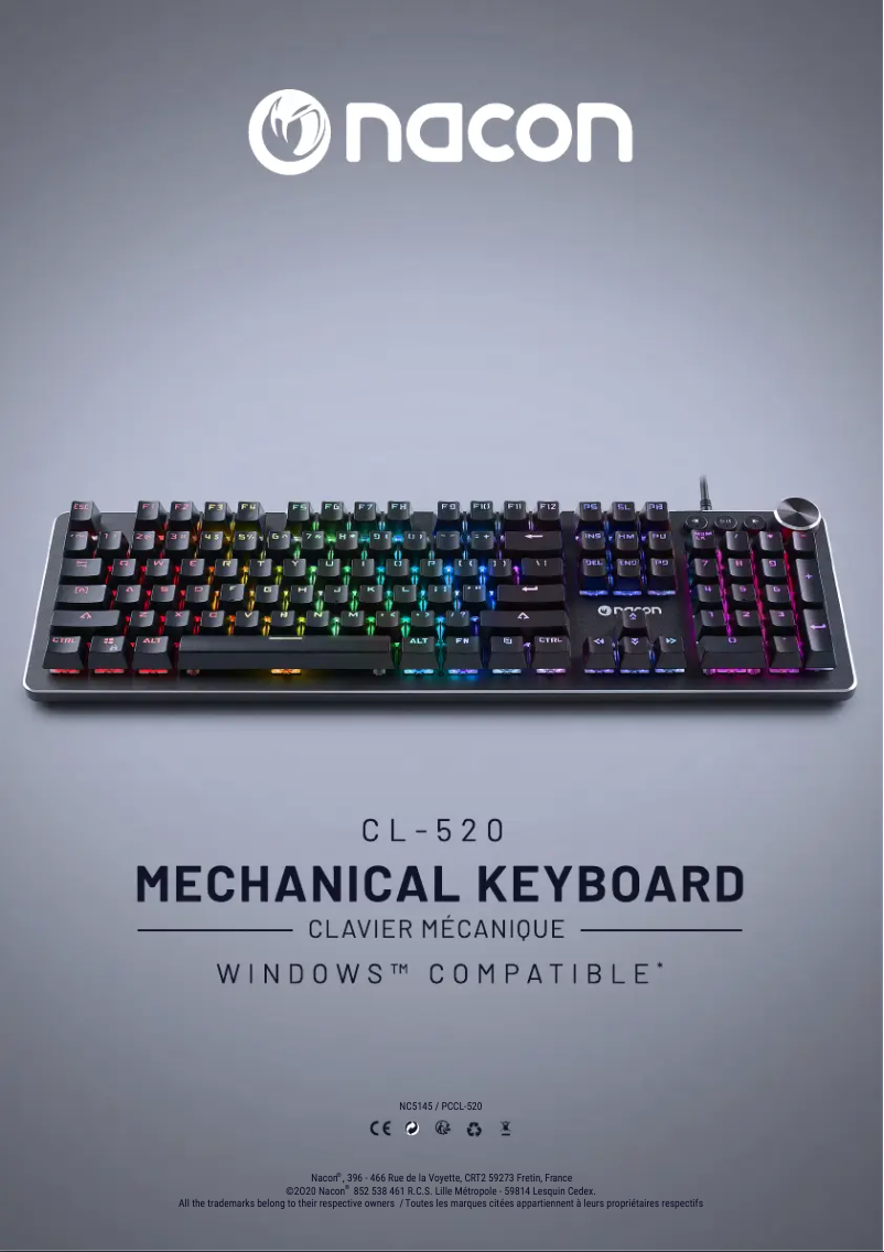 Page 1 de la notice Manuel utilisateur NACON CL-520