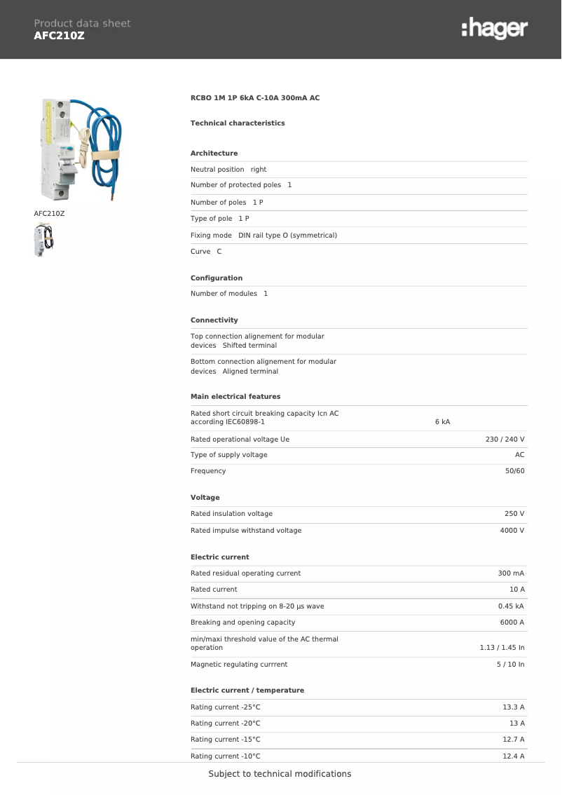 Image de la première page du manuel de l'appareil AFC210Z