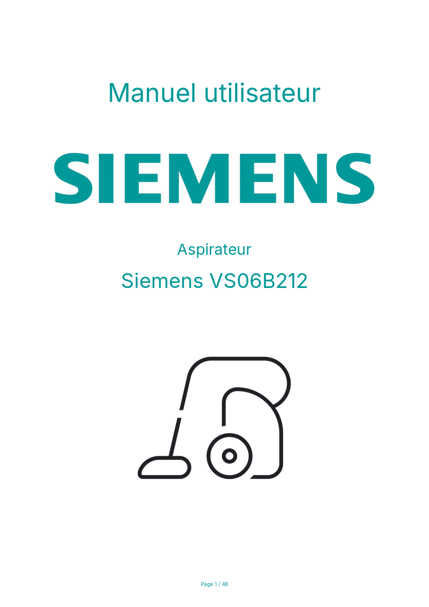 Page n°1 - Manuel utilisateur Siemens VS06B212