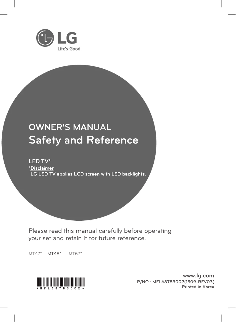 Image de la première page du manuel de l'appareil 22MT47AC