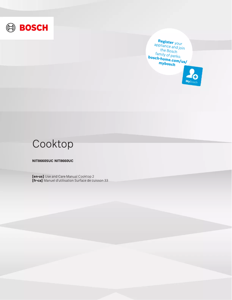 Page 1 de la notice Manuel d'utilisation et d'entretien Bosch NIT8660SUC