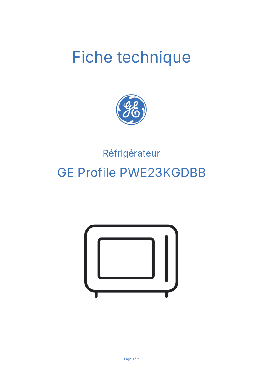 Image de la première page du manuel de l'appareil Profile PWE23KGDBB