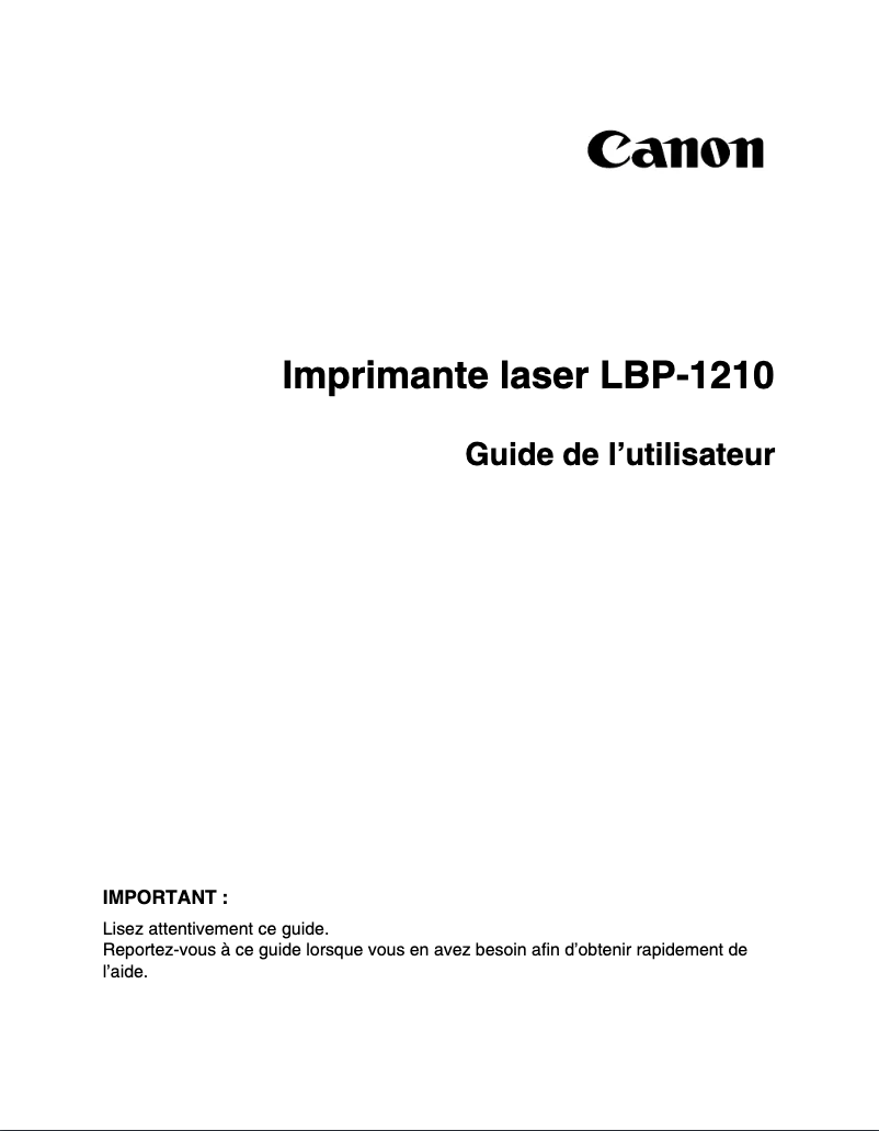Image de la première page du manuel de l'appareil LBP-1210