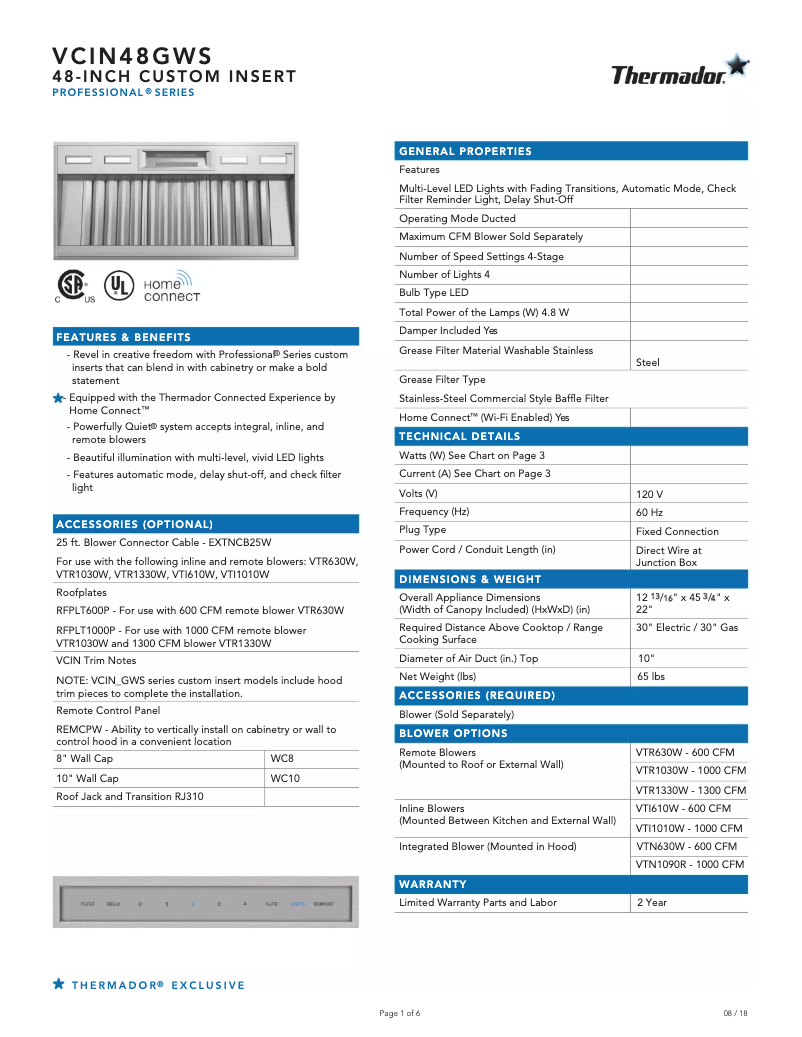 Image de la première page du manuel de l'appareil VCIN48GWS