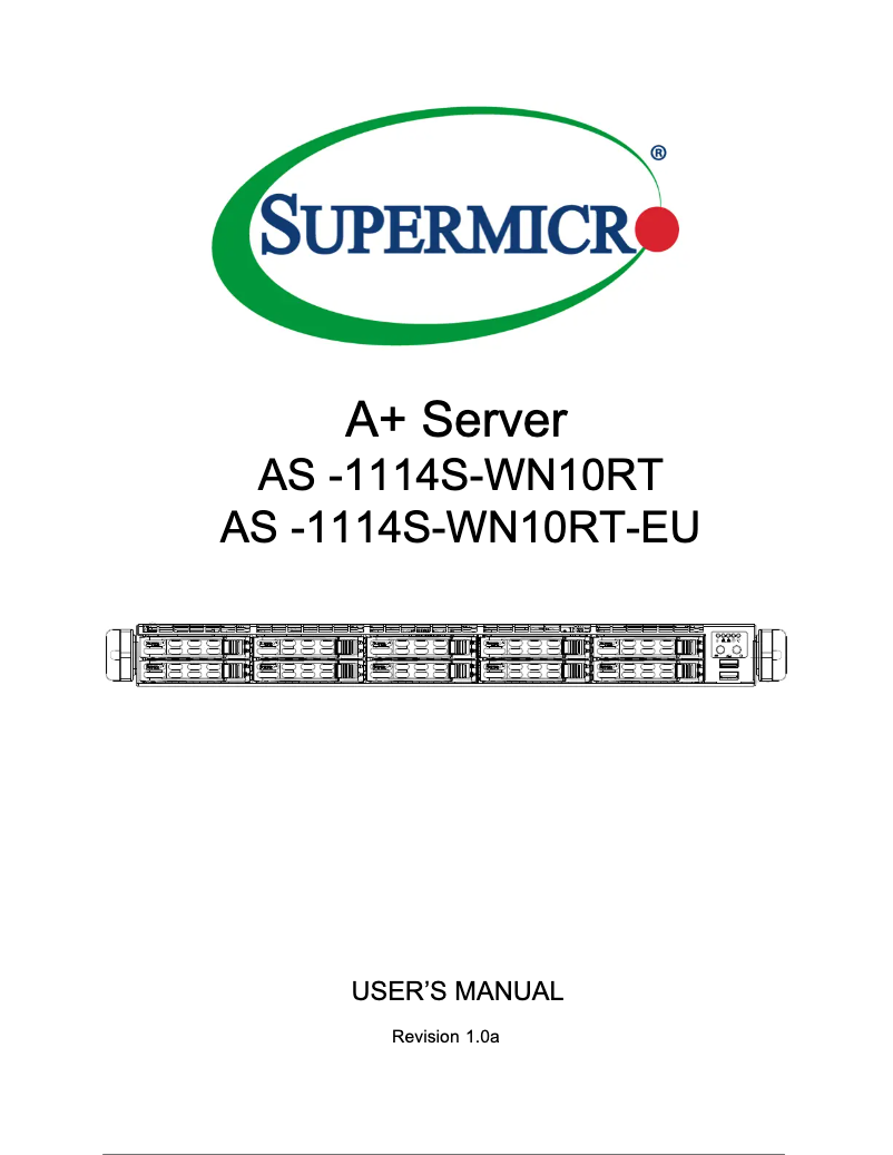 Page 1 de la notice Manuel utilisateur Supermicro SuperServer AS-1114S-WN10RT