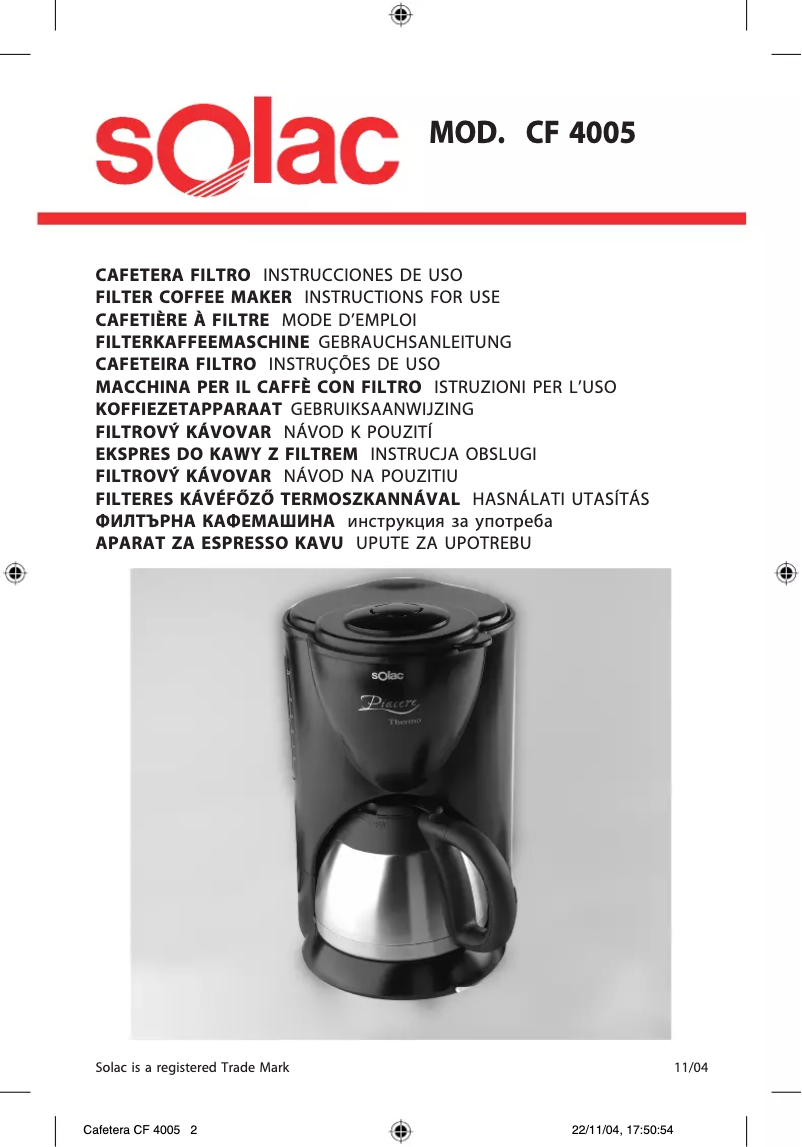 Page n°1 - Manuel utilisateur Solac CF 4005