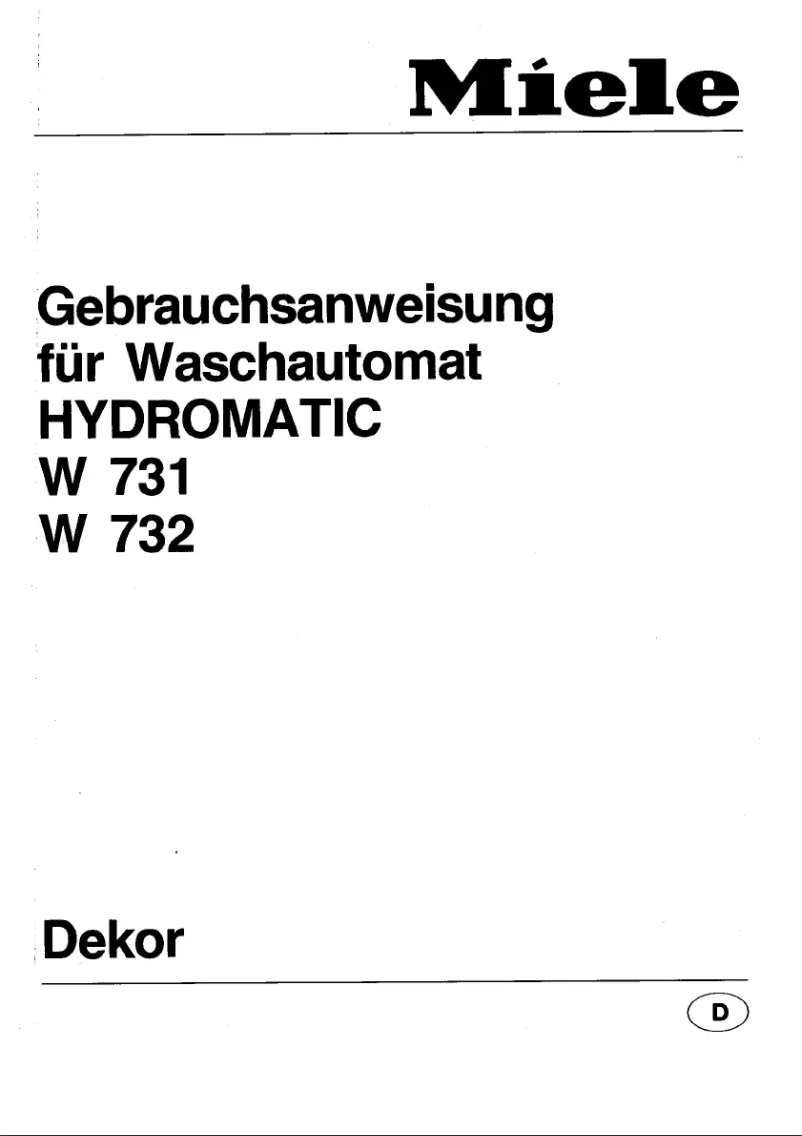 Page n°1 - Manuel utilisateur Miele Novotronic W 732