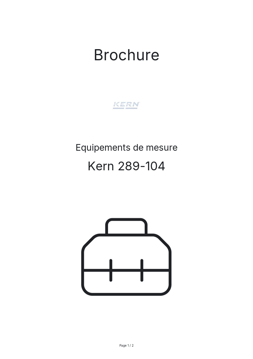 Page n°1 - Brochure Kern 289-104