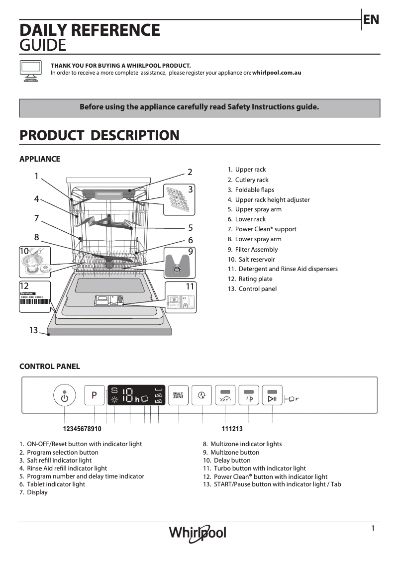 Image de la première page du manuel de l'appareil WIO3033PELAUS