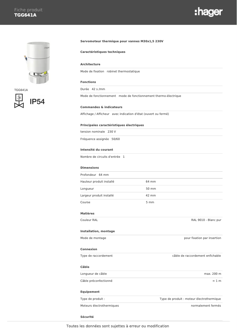 Image de la première page du manuel de l'appareil TGG641A