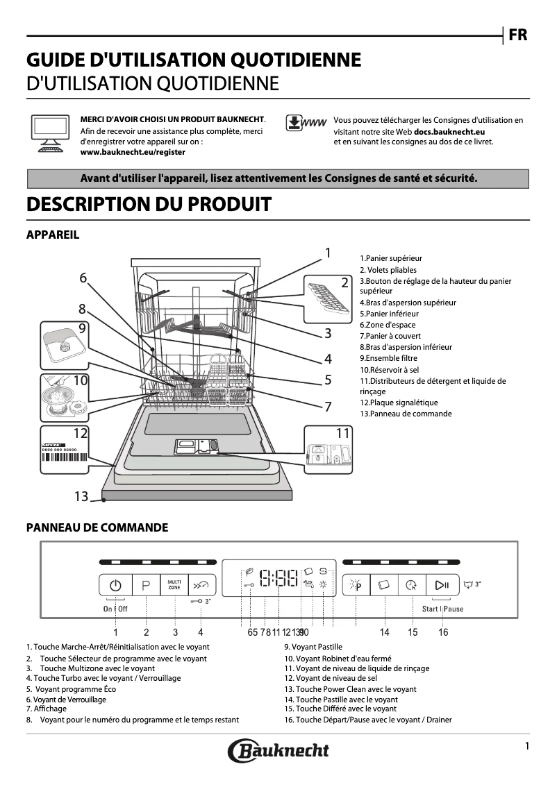 Page 1 de la notice Manuel utilisateur Bauknecht BFO 3T323 P6M X