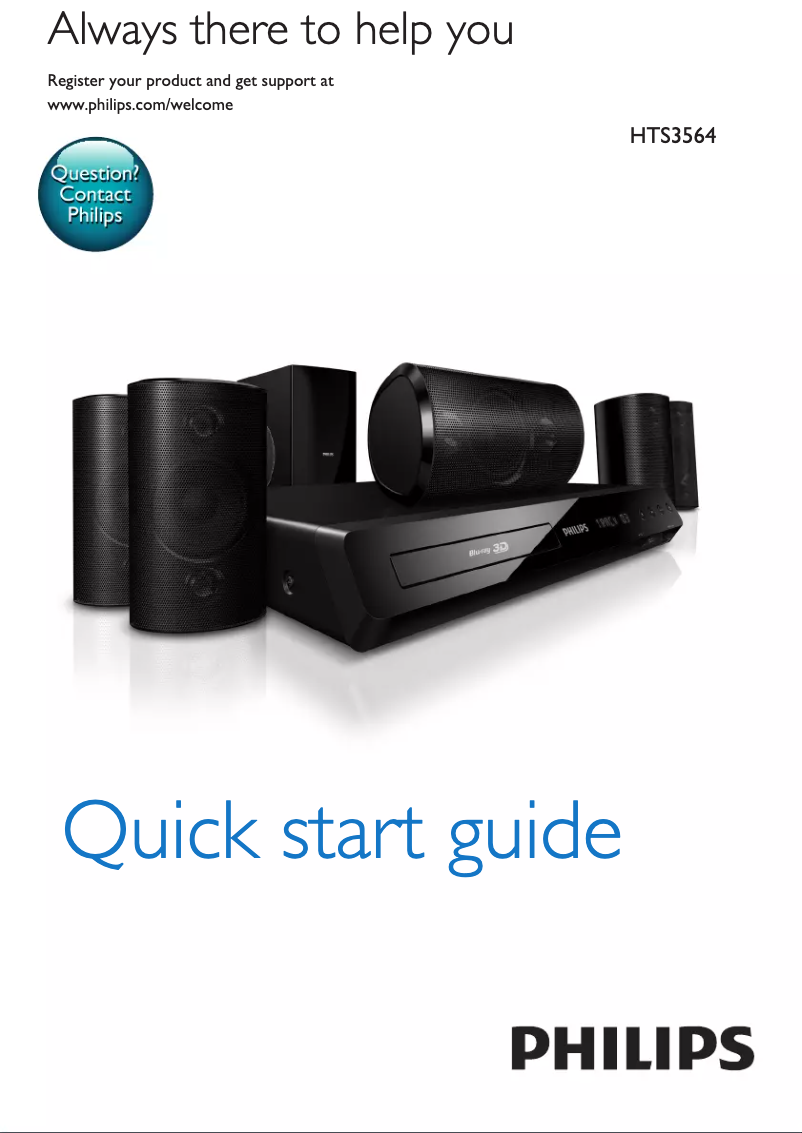 Page 1 de la notice Guide de démarrage rapide Philips HTS3564