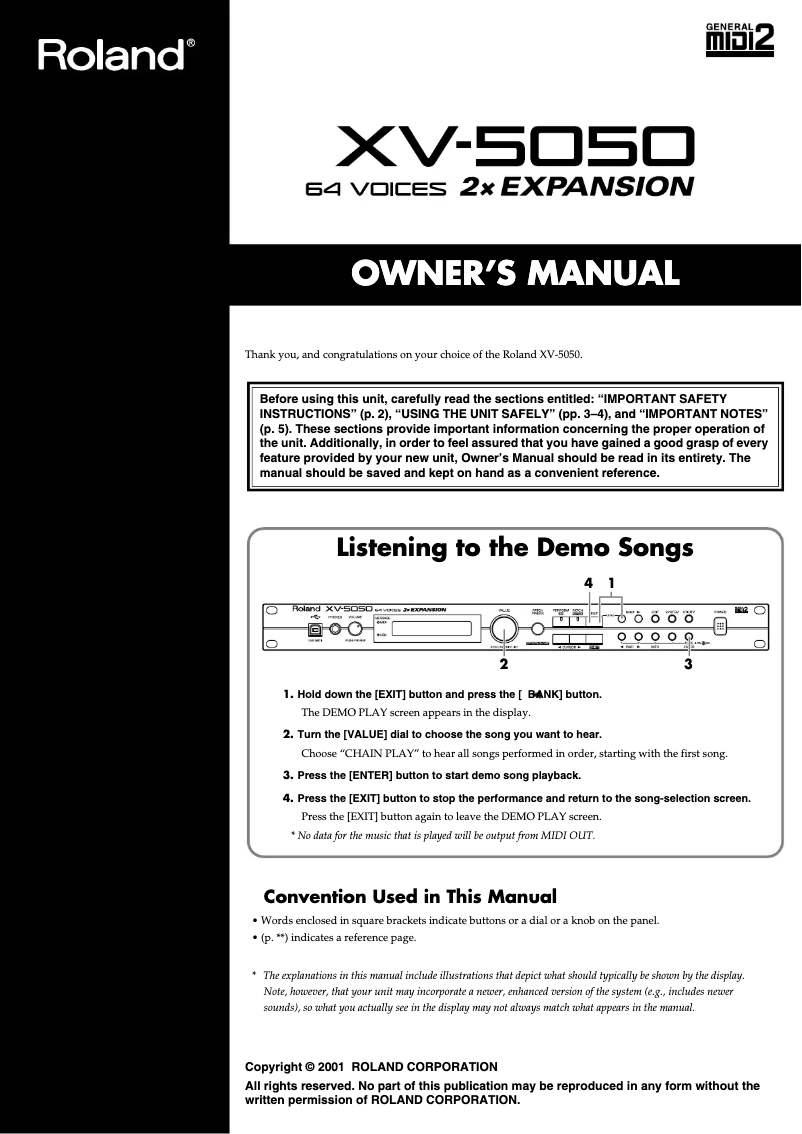 Image de la première page du manuel de l'appareil XV-5050