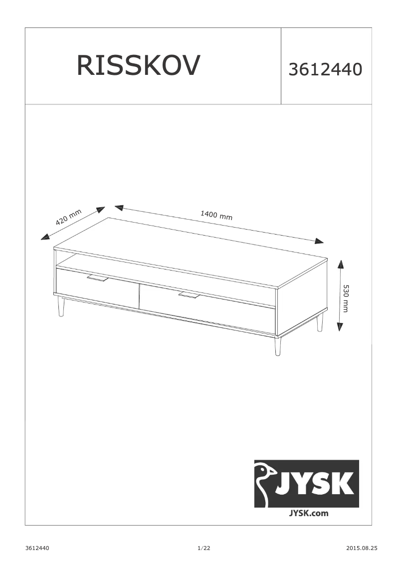 Page 1 de la notice Manuel utilisateur JYSK Risskov