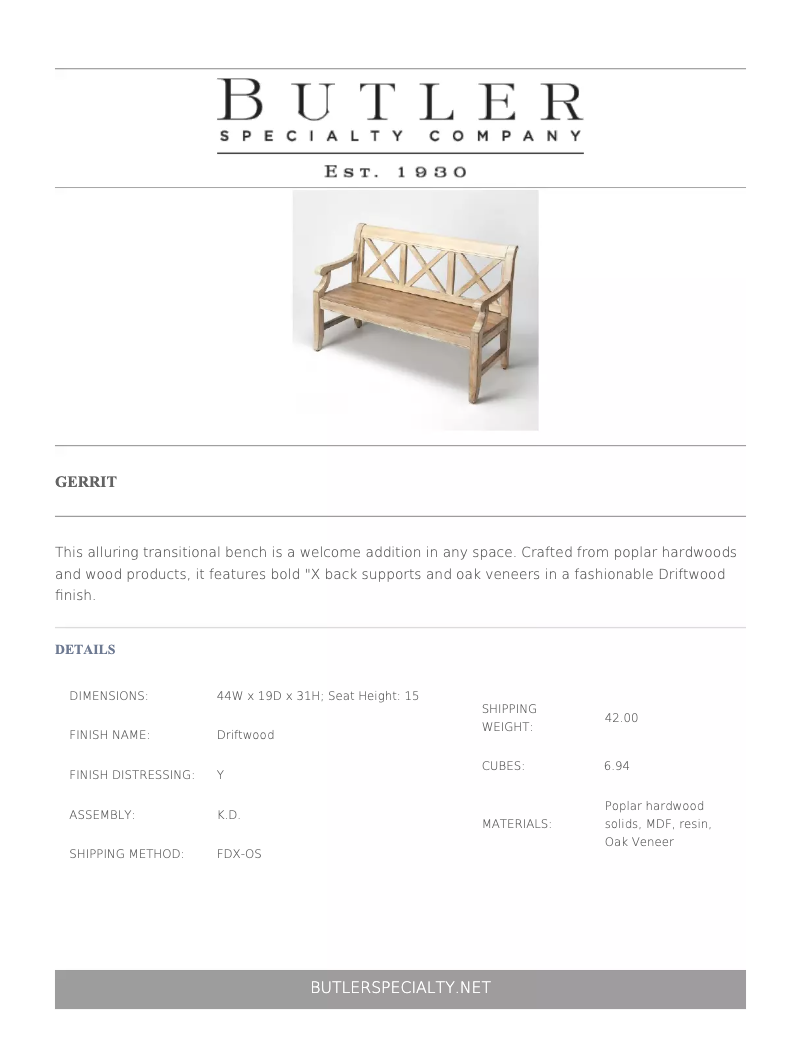 Page n°1 - Manuel utilisateur Butler Gerrit 5048247