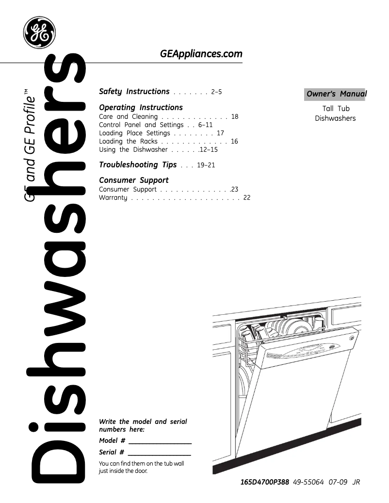 Page 1 de la notice Manuel d'utilisation et d'entretien GE GLD4500RWW