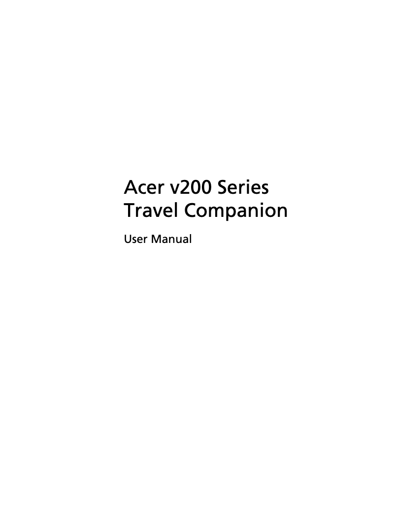 Page n°1 - Manuel utilisateur Acer V200 Series