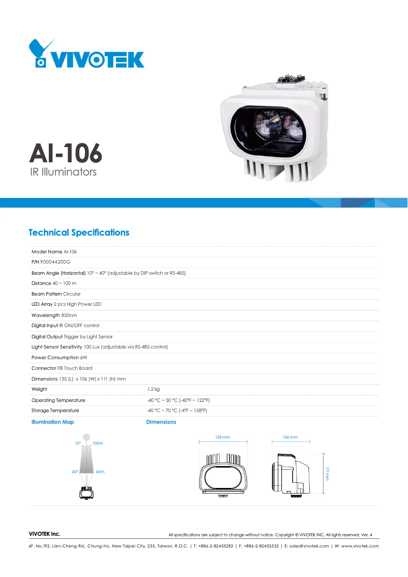 Page 1 de la notice Manuel utilisateur Vivotek AI-106