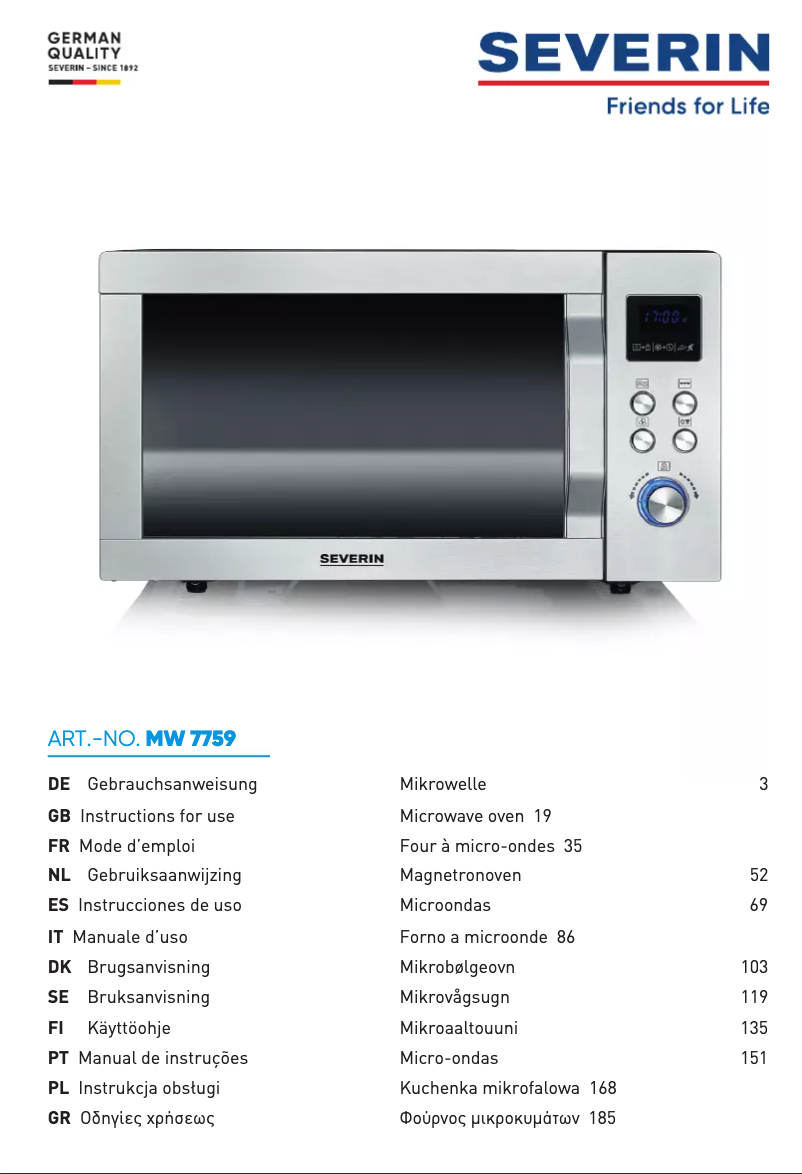 Image de la première page du manuel de l'appareil MW 7759